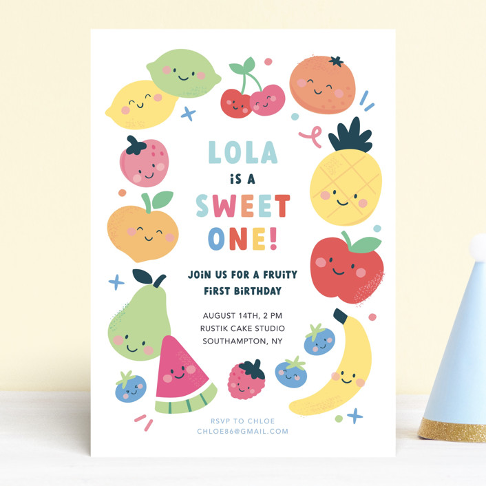 "Fruit Salad" - Children's Birthday Party Invitations in Fruit Punch by peetie design.