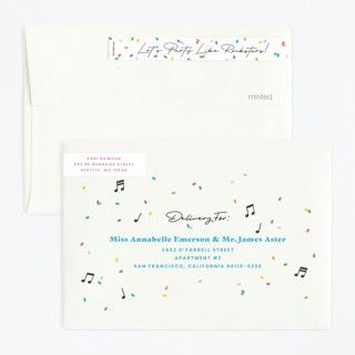 This is a electric blue kids birthday invitations with standard by Lisa McLean called karaoke time printing on signature in standard