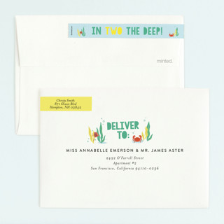 This is a sea green kids birthday invitations with standard by Itsy Belle Studio called deep dive printing on signature in standard