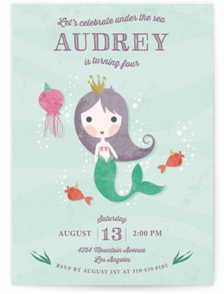 mermaid kids birthday party invitations minted