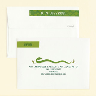 This is a grass kids birthday invitations with standard by Jessica Ogden called slithering snake printing on signature in standard