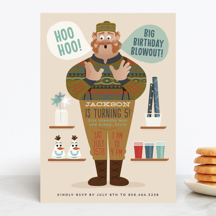 "Disney's Frozen Big Birthday Blowout" - Children's Birthday Party Invitations in Birch by Erica Krystek.