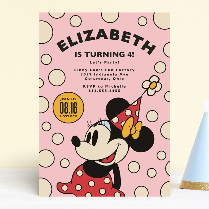 "Disney Vintage Minnie's Mouse" - Children's Birthday Party Invitations in Blush by Heather Schertzer.