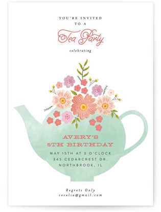 tea party kids birthday invitations minted