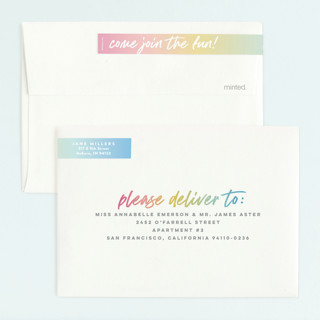 This is a sherbet kids birthday invitations with standard by Jessie Steury called rainbow photo printing on signature in standard