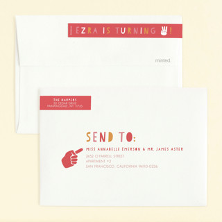 This is a coral kids birthday invitations with standard by Kelly Kirkbride called i'm this many printing on signature in standard