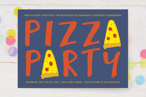 pizza party children s birthday party invitations minted
