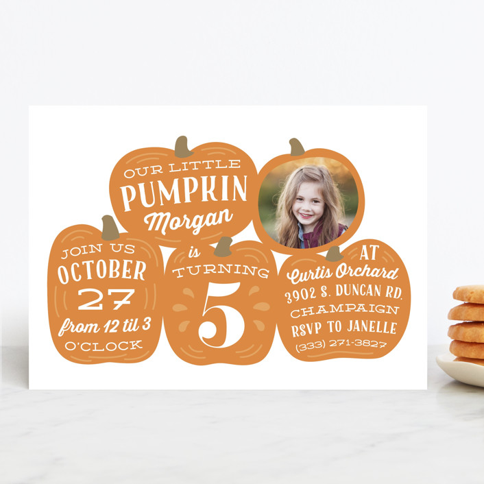 Pumpkin Patch Children's Birthday Party Invitations by Laura Hankins ...