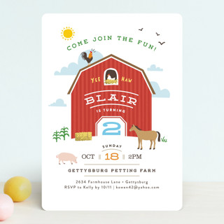big red barn children s birthday party invitations minted