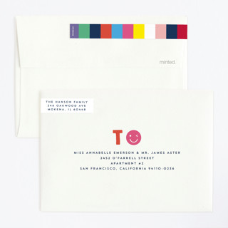 This is a navy kids birthday invitations with standard by Baumbirdy called emoji party printing on signature in standard