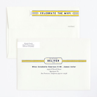 This is a school bus kids birthday invitations with standard by Shiny Penny Studio called mvp collectors card printing on signature in standard