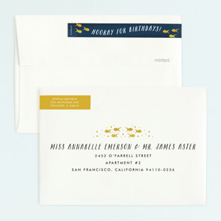 This is a mustard kids birthday invitations with standard by Lehan Veenker called sea life printing on signature in standard