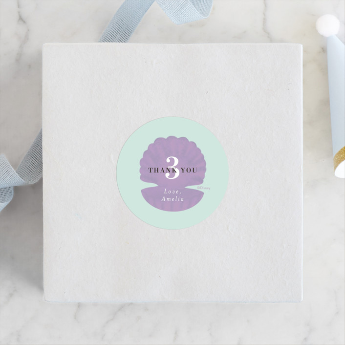 "Disney's Little Mermaid Shellebrate!" - Children's Birthday Party Stickers in Lilac by Itsy Belle Studio.