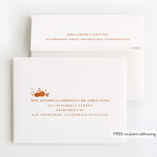 This is a pumpkin thank you cards with foil pressed by Corie Page called pumpkin patch printing on strathmore in standard