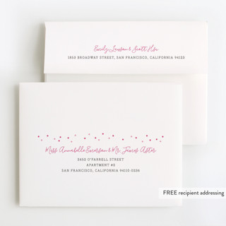 This is a raspberry thank you cards with foil pressed by Kelly Nasuta called dance party printing on strathmore in standard