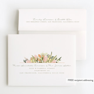 This is a sherbert thank you cards with foil pressed by Grace Kreinbrink called shimmering floral one printing on strathmore in standard
