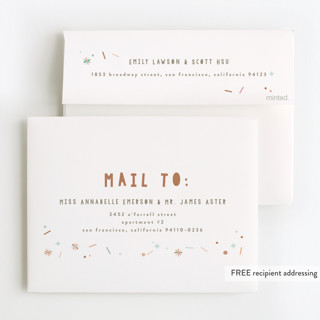This is a marshmallow thank you cards with foil pressed by Anastasia Makarova called animal masquerade printing on strathmore in standard
