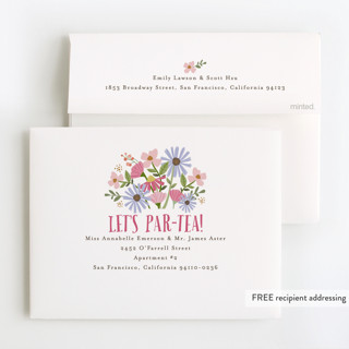 This is a petal thank you cards with foil pressed by Karidy Walker called party teapot printing on strathmore in standard