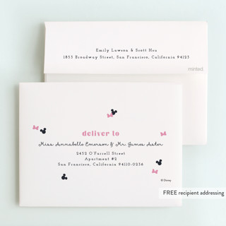 This is a peony thank you cards with foil pressed by Annie Holmquist called disney's minnie mouse confetti printing on strathmore in standard