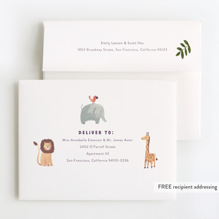 This is a plum thank you cards with foil pressed by Teju Reval called safari cake printing on strathmore in standard