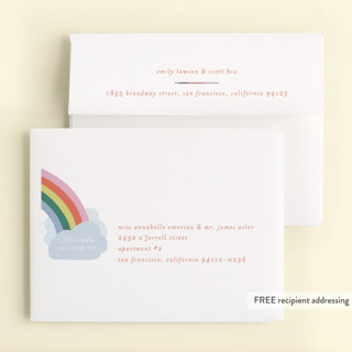 This is a candy thank you cards with foil pressed by Leah Bisch called over the rainbow printing on strathmore in standard