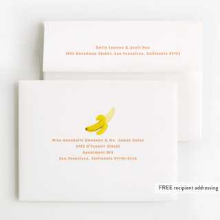 This is a melon thank you cards with foil pressed by Baumbirdy called go bananas printing on strathmore in standard