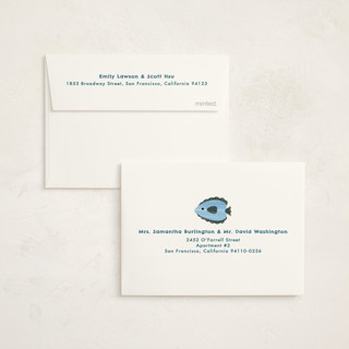 This is a sand thank you cards with foil pressed by Sarah Knight called birthday fish printing on strathmore in standard