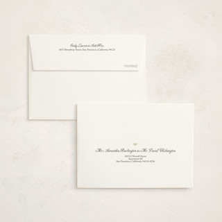 This is a vintage ivory kids thank you cards with foil pressed by Ani Somi called heirloom eyelet printing on strathmore in standard
