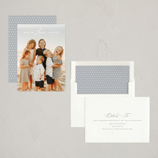 This is a snow photo christmas cards with standard by Carolyn MacLaren called happy faith family printing on recycled smooth signature in standard