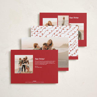 This is a cranberry photo christmas cards with standard by Pixel and Hank called joy snapshot printing on recycled smooth signature in standard