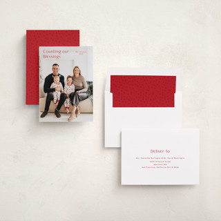 This is a poinsettia photo christmas cards with standard by Stacey Meacham called minimalist corner printing on recycled smooth signature in standard