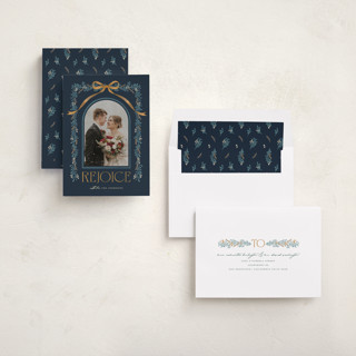 This is a midnight photo christmas cards with standard by BR Designs called joyful-bow printing on recycled smooth signature in standard