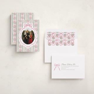 This is a peony photo christmas cards with standard by Jackie Crawford called wildflower holiday ribbon printing on recycled smooth signature in standard