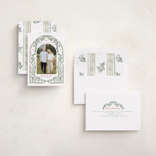 This is a evergreen photo christmas cards with standard by Cindy Reynolds called bird doodle printing on recycled smooth signature in standard