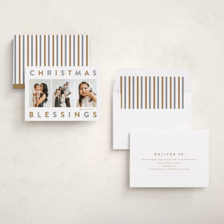 This is a wheat photo christmas cards with standard by Carolyn MacLaren called contrast blessings printing on recycled smooth signature in standard