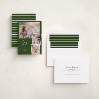 This is a evergreen photo christmas cards with standard by Jessica Williams called simply joy printing on recycled smooth signature in standard