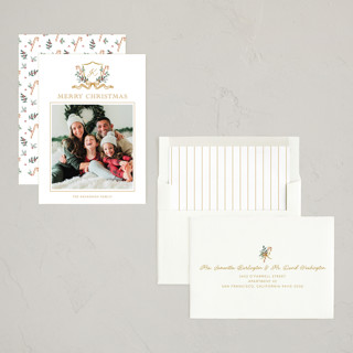 This is a pudding photo christmas cards with standard by Cass Loh called family crest printing on recycled smooth signature in standard
