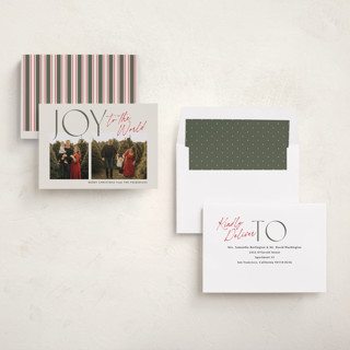 This is a candy cane photo christmas cards with standard by Jackie Crawford called joyfully duo printing on recycled smooth signature in standard