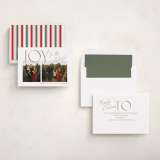 This is a butterscotch photo christmas cards with standard by Jackie Crawford called joyfully duo printing on recycled smooth signature in standard