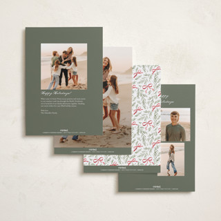 This is a sage photo christmas cards with standard by Everett Paper Goods called multi swag printing on recycled smooth signature in standard