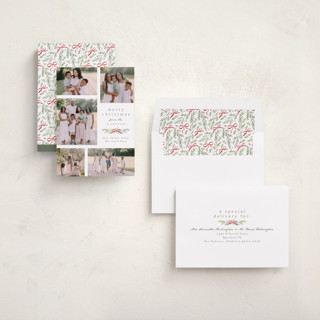 This is a sage photo christmas cards with standard by Everett Paper Goods called multi swag printing on recycled smooth signature in standard