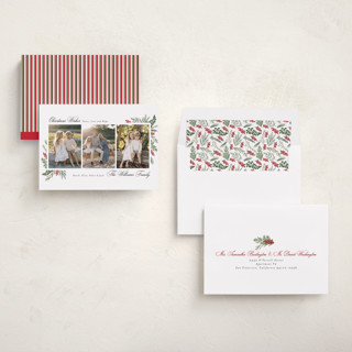 This is a peppermint photo christmas cards with standard by Susan Moyal called warmest wish printing on recycled smooth signature in standard