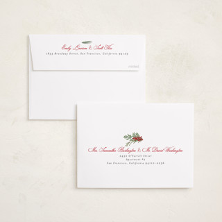 This is a peppermint photo christmas cards with standard by Susan Moyal called warmest wish printing on recycled smooth signature in standard