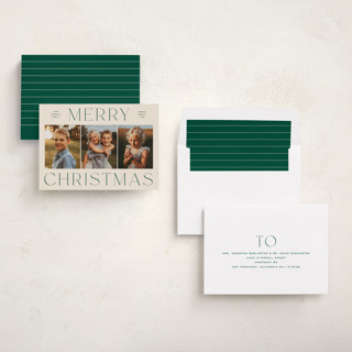This is a spruce photo christmas cards with standard by Ekko Studio called classy trio printing on recycled smooth signature in standard