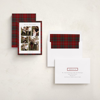 This is a berry photo christmas cards with standard by Stacey Meacham called plaid collage printing on recycled smooth signature in standard
