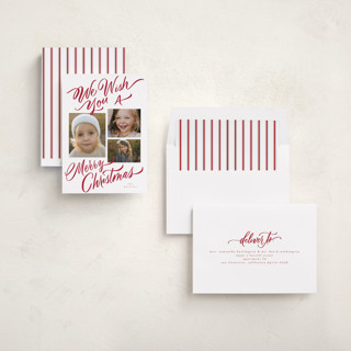 This is a scarlet photo christmas cards with standard by Elsa Duncan called we wish you printing on recycled smooth signature in standard