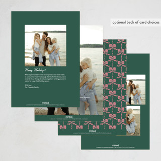 This is a mistletoe photo christmas cards with standard by Vivian Yiwing called stripes bow printing on recycled smooth signature in standard