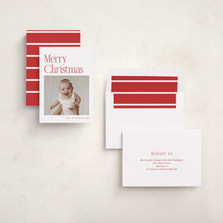 This is a santa suit photo christmas cards with standard by Nicole Walsh called modern serif printing on recycled smooth signature in standard