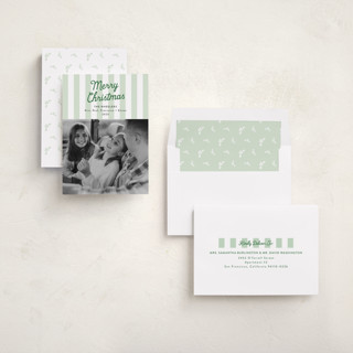 This is a wintergreen photo christmas cards with standard by Erika Firm called preppy gelateria stripes printing on recycled smooth signature in standard