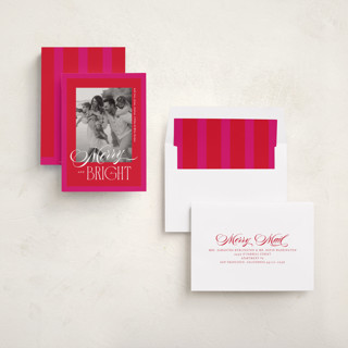 This is a poinsettia photo christmas cards with standard by Owl and Toad called bright frame printing on recycled smooth signature in standard